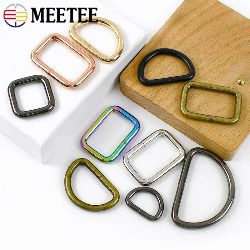 10Pcs Meetee 20-50mm Rings Metal Buckle Bag Strap O D Ring Hook Webbing Handle Connect Rectangle Clasp Clip Hardware Accessories