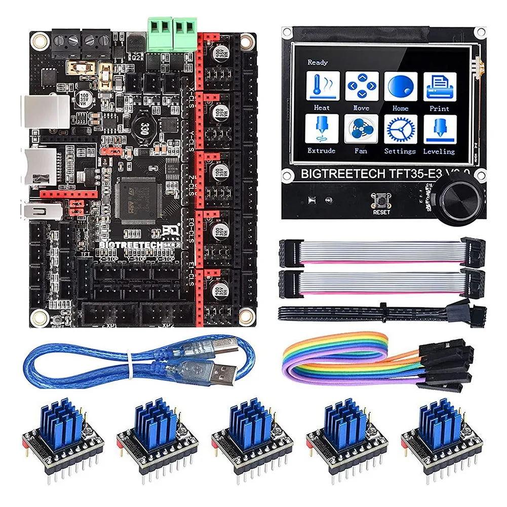 

Материнская плата BIGTREETECH SKR 2 для 3D-принтера, новая модернизация, экран TFT35 E3 V3.0 + 5 шт. TMC2209,SKR V1.4 Turbo, панель управления