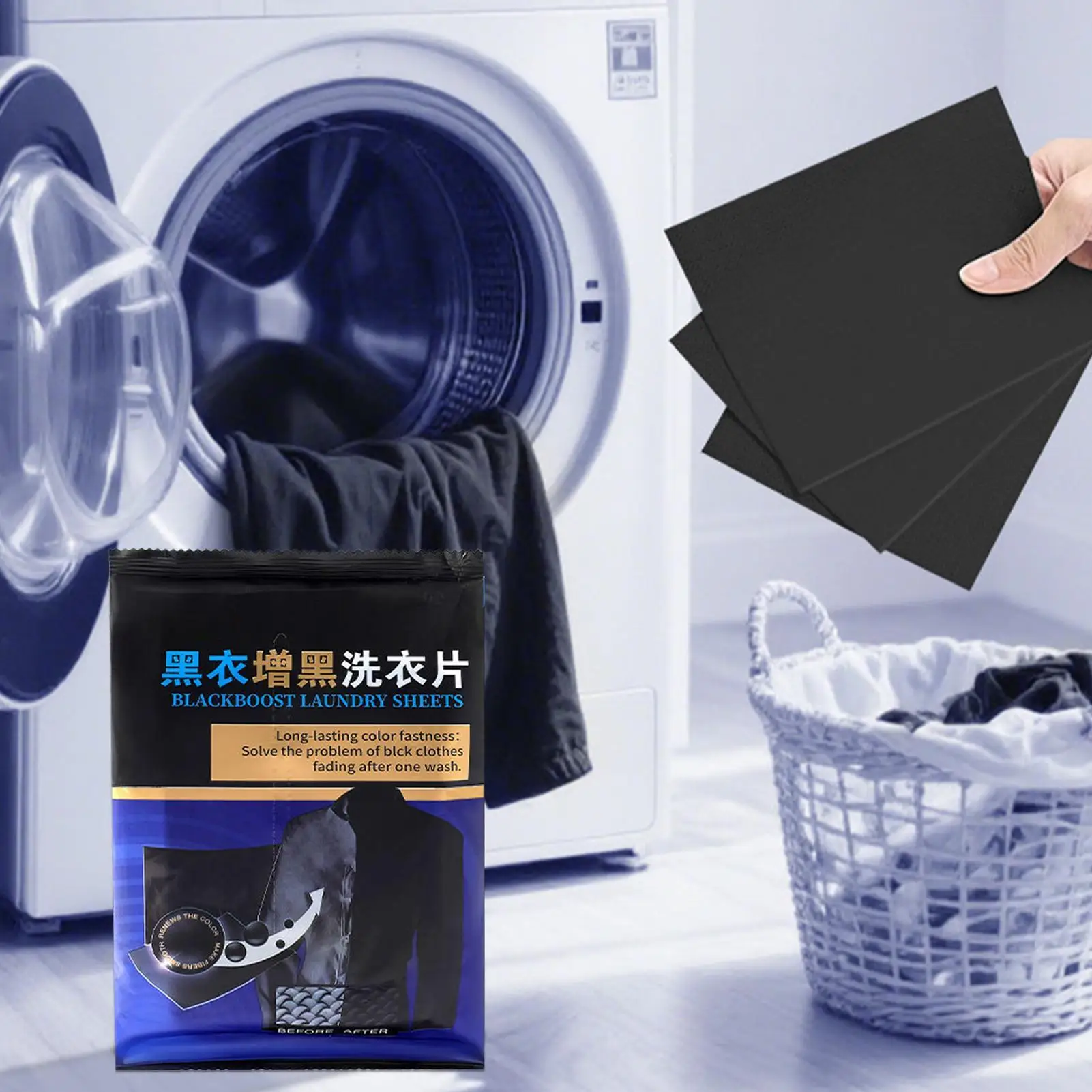Clothes Blackening Dyeing Laundry Tablets Non-woven Black Color Enhanced Tablets Washing Machine Clothes Color Protection Sheets