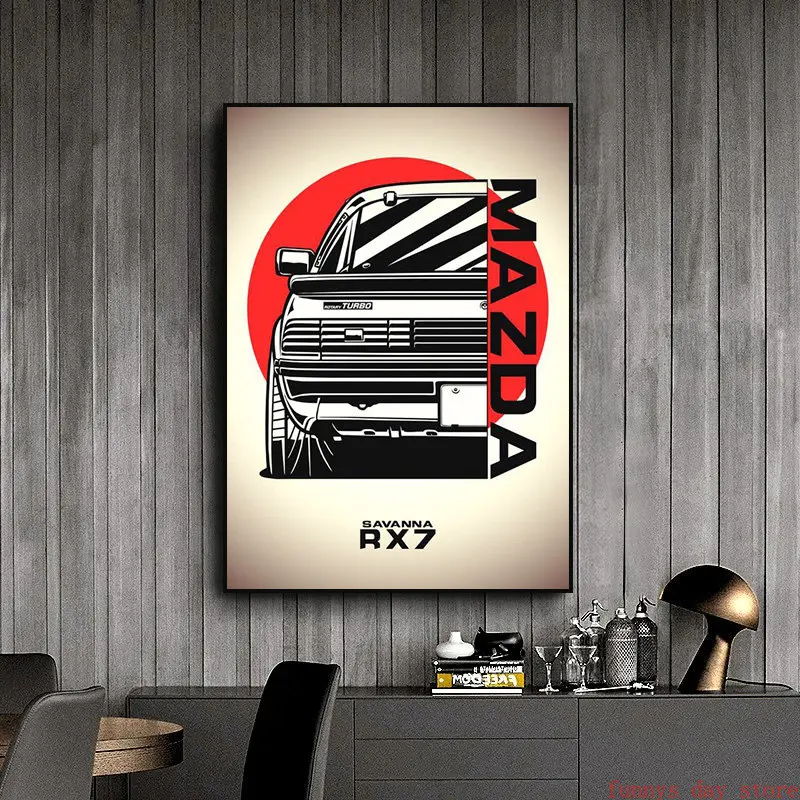 80s Retro Car Nissan Skyline R34 Poster Famous GTR  Car Mazda RX7 JDM Modern Wall Art Picture Canvas Painting Print Home Decor