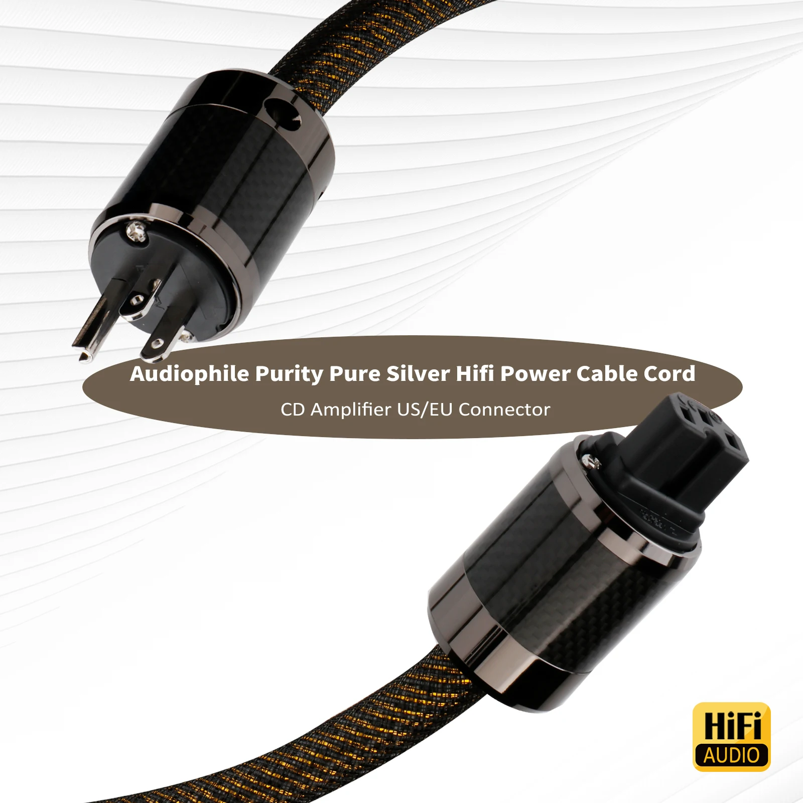 Hifi Schuko سلك الطاقة الفضة النقية الصوت عالية الدقة كابل إمداد الولايات المتحدة القياسية كابل الطاقة ألياف الكربون الروديوم مطلي المكونات
