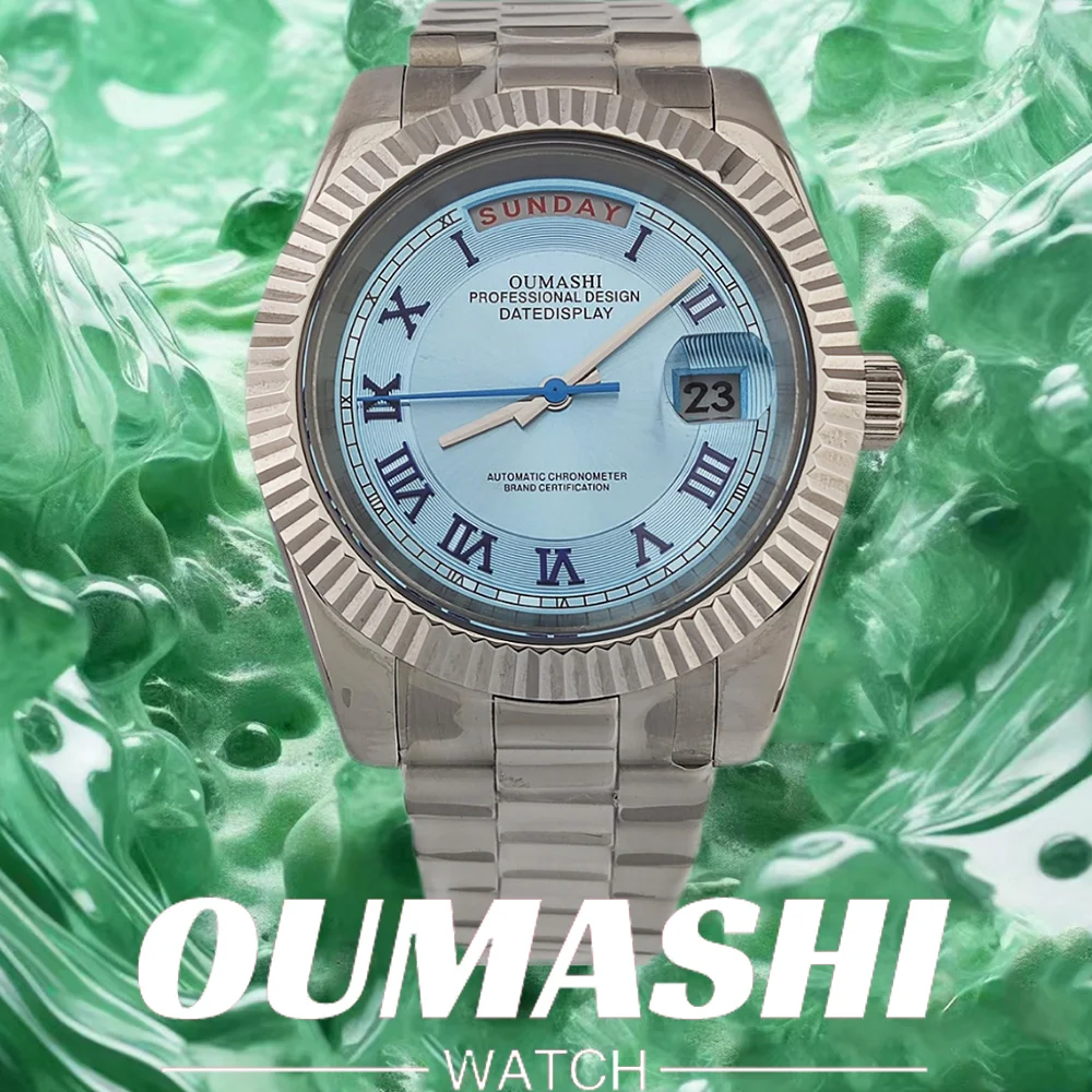 Zegarki męskie 36/39mm MIYOTA8285 automatyczne mechaniczne srebrne zegarki ze stali nierdzewnej szafirowe szkło wodoszczelne zegarek męski