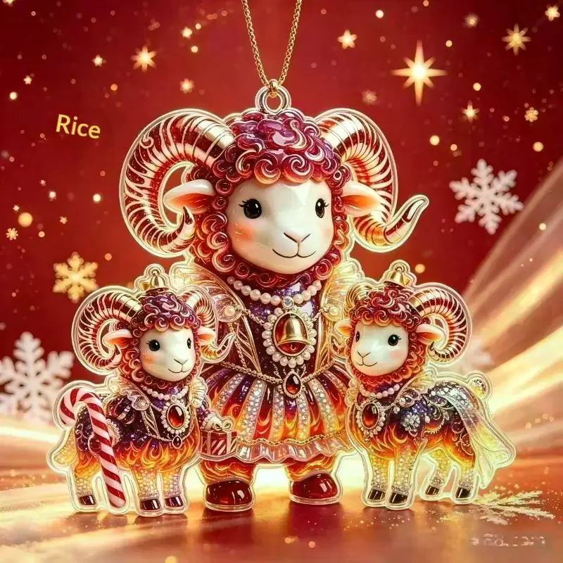 New Acrylic Chinese Zodiac Goat Hanging Ornament Auspicious Colorful For Spring Festival New Year Home Decor Supply For Home Us
