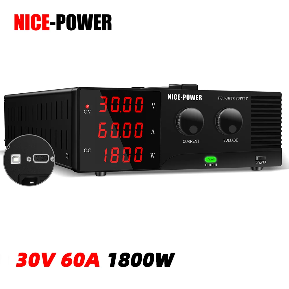 NICE-POWER R-SPS3060 Laboratory DC High Power Supply 30V 60A 1800W High Current With USB/RS-232/RS485 Optional For Industrial