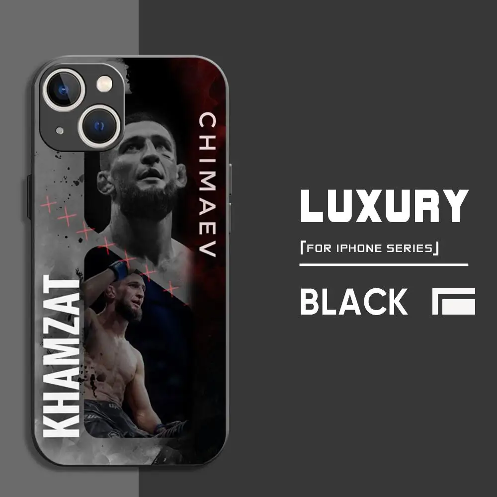 Fighting u-ufc Chimaev Cool Phone Case For iPhone 16 15 14 13 12 11 X XR XS 8 Plus Mini Pro Max Soft black Shockproof Cover