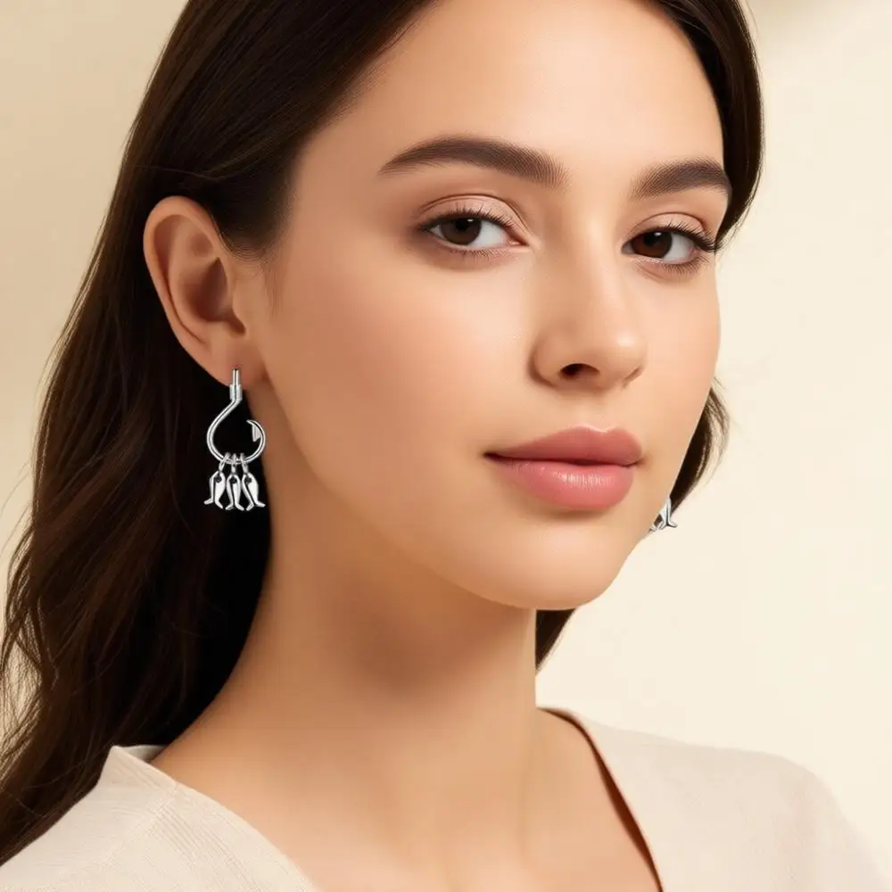 

Personality 925 Sterling Silver Little Fish Shape Ear Hook Stud Earrings for Women Girls Wedding Party Jewelry Gifts Accessory