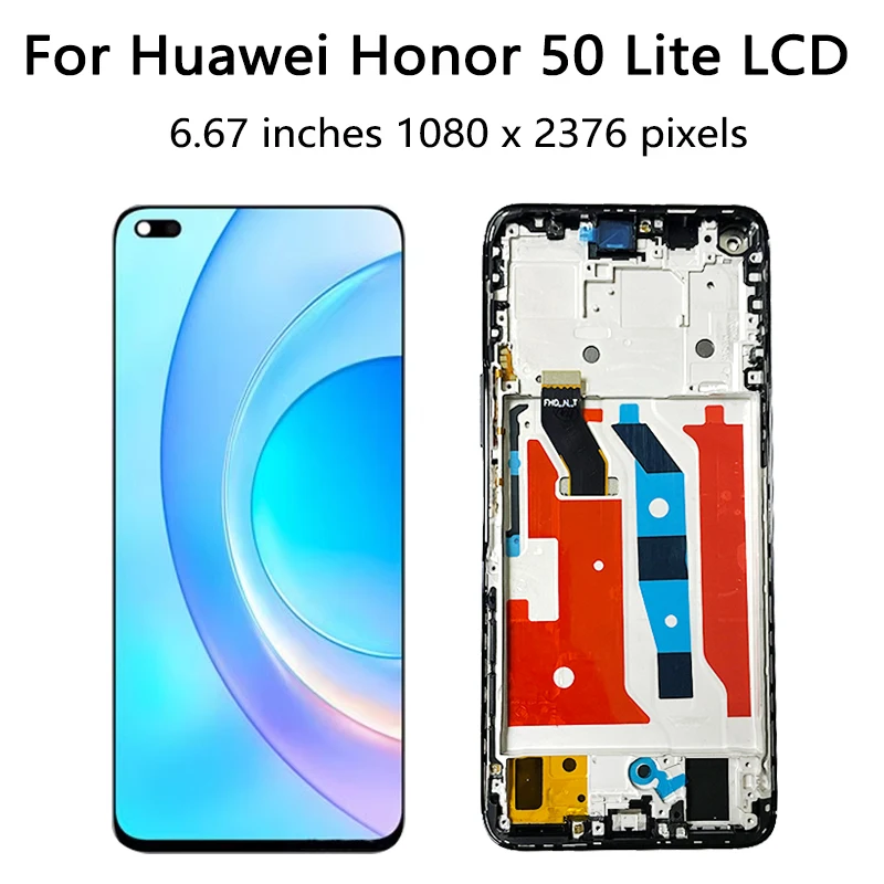 Wyświetlacz LCD 6.67 cala do Huawei Honor 50 Lite z ekranem dotykowym i digitizerem, z ramką, do Honor 50Lite NTN-L22 LX1 LX3 LCD — zdjęcie produktu 4