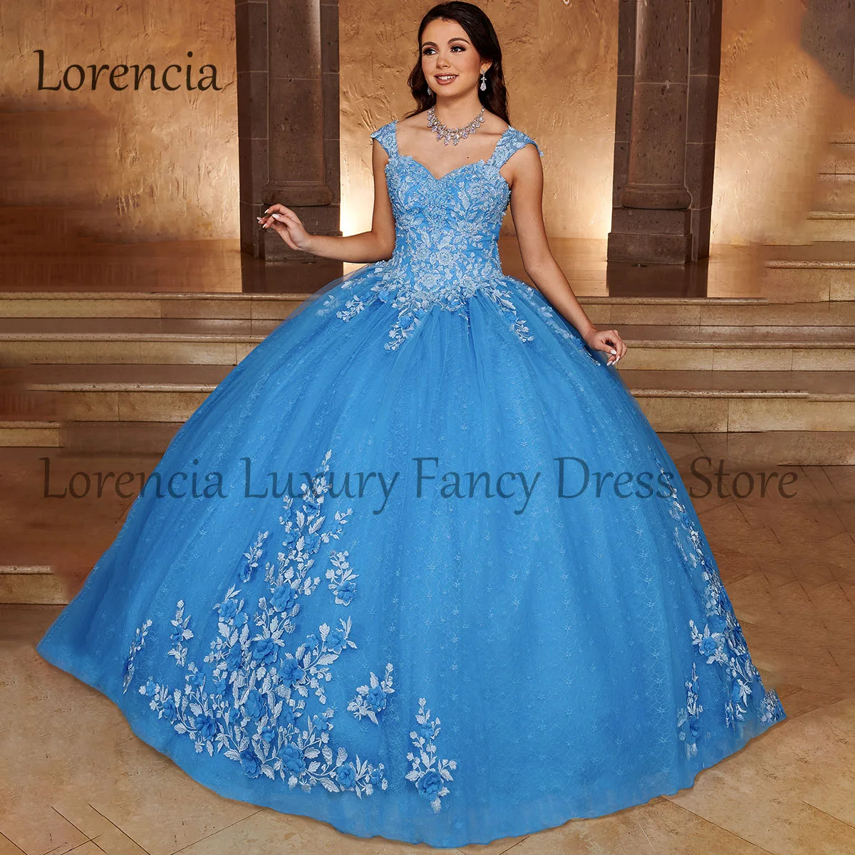 2024 Quince anera Kleid Luxus Ballkleid 3d Blumen ärmellose Applikation Perlen Korsett süß 15 16 formale Vestidos de 15 Años