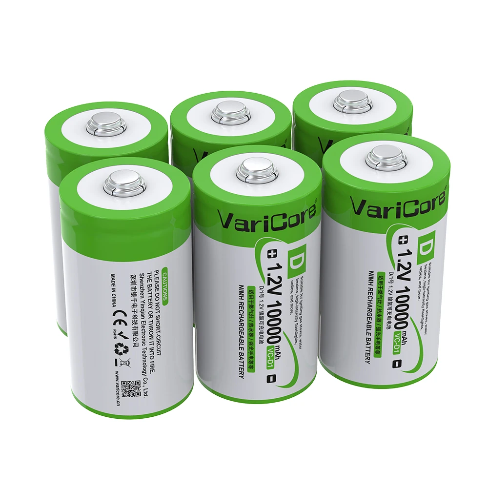 VariCore D1-Akku, 10.000 mAh, große Kapazität, 1,2 V, NiMH-Akku mit langer Lebensdauer, wiederaufladbarer/langlebiger/Power-Akku