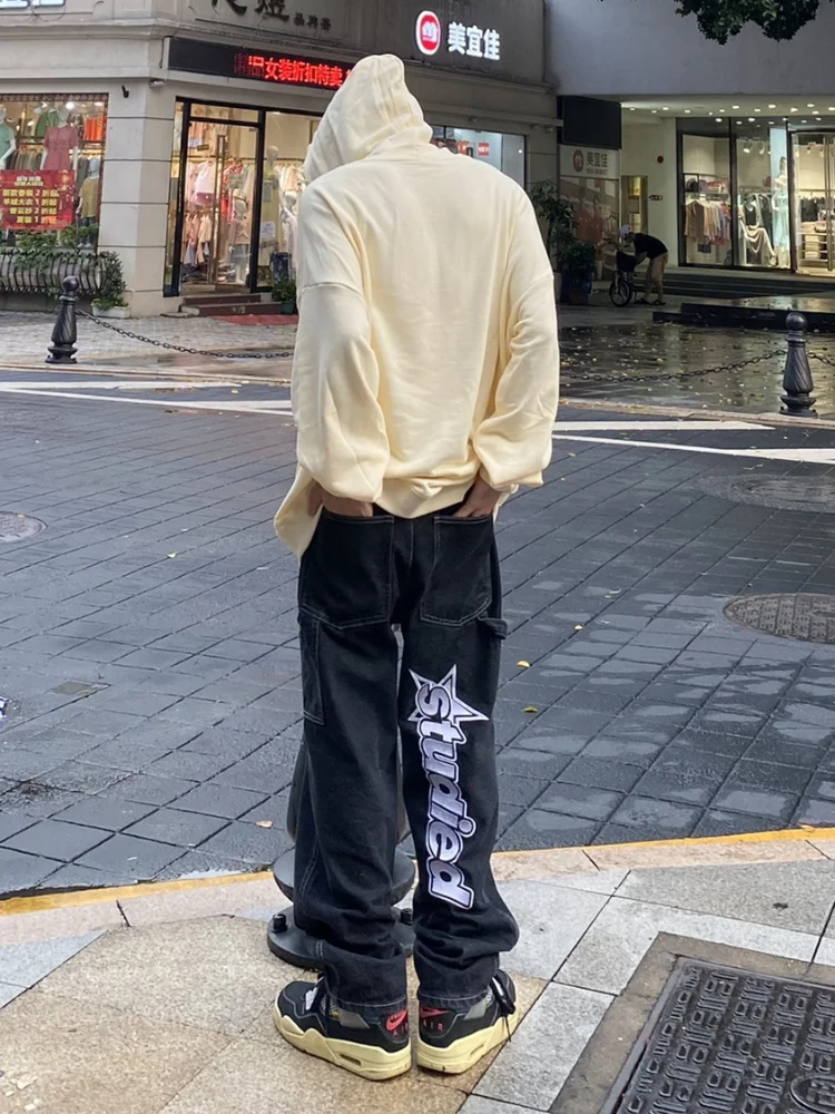 Hip Hop Star Oversize Jeans Trousers Men Women New High Street Fashion Casual Punk Loose Straight All match Streetwear