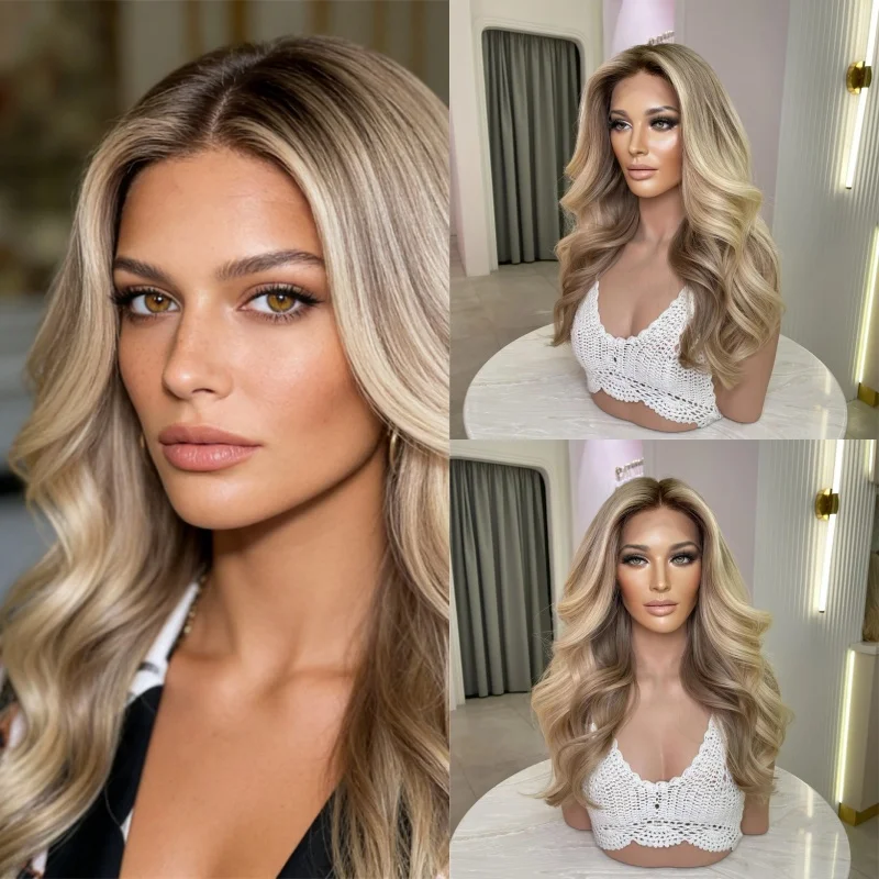 

Женский парик 13x4, омбре, пепельно-русый, коричневый, синтетический, с HD-кружевом спереди, термостойкий, с малым и большим размером сетки, для вечеринок, на каждый день, для косплея