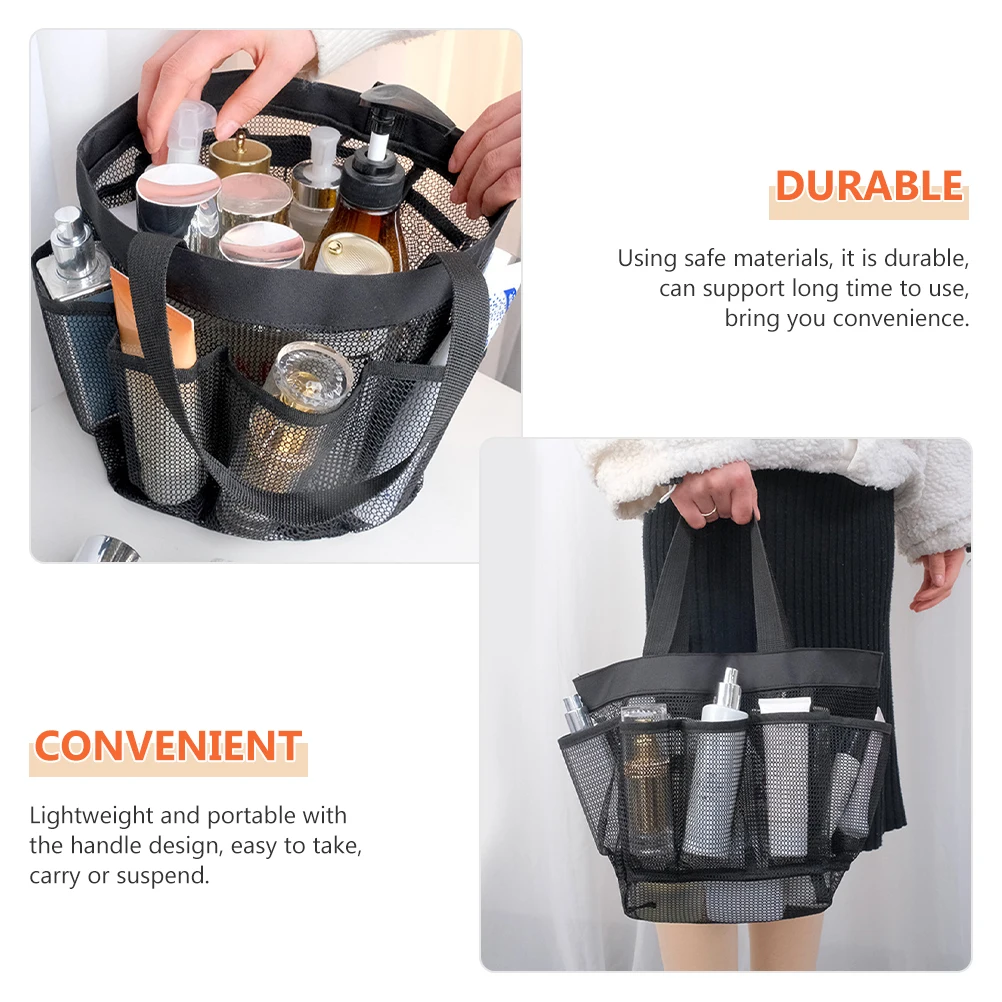 Women's Mesh Beach Bag Large Capacity Travel Tote for Cosmetics Swimwear Sunscreen Outdoor Makeup Storage Lightweight Handheld