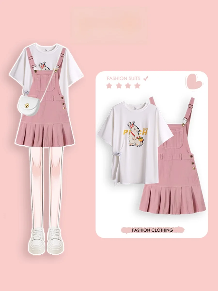 

Милый повседневный летний комплект: модный женский костюм-двойка с цветочным принтом, розовые брюки-комбинезон и топ с круглым вырезом