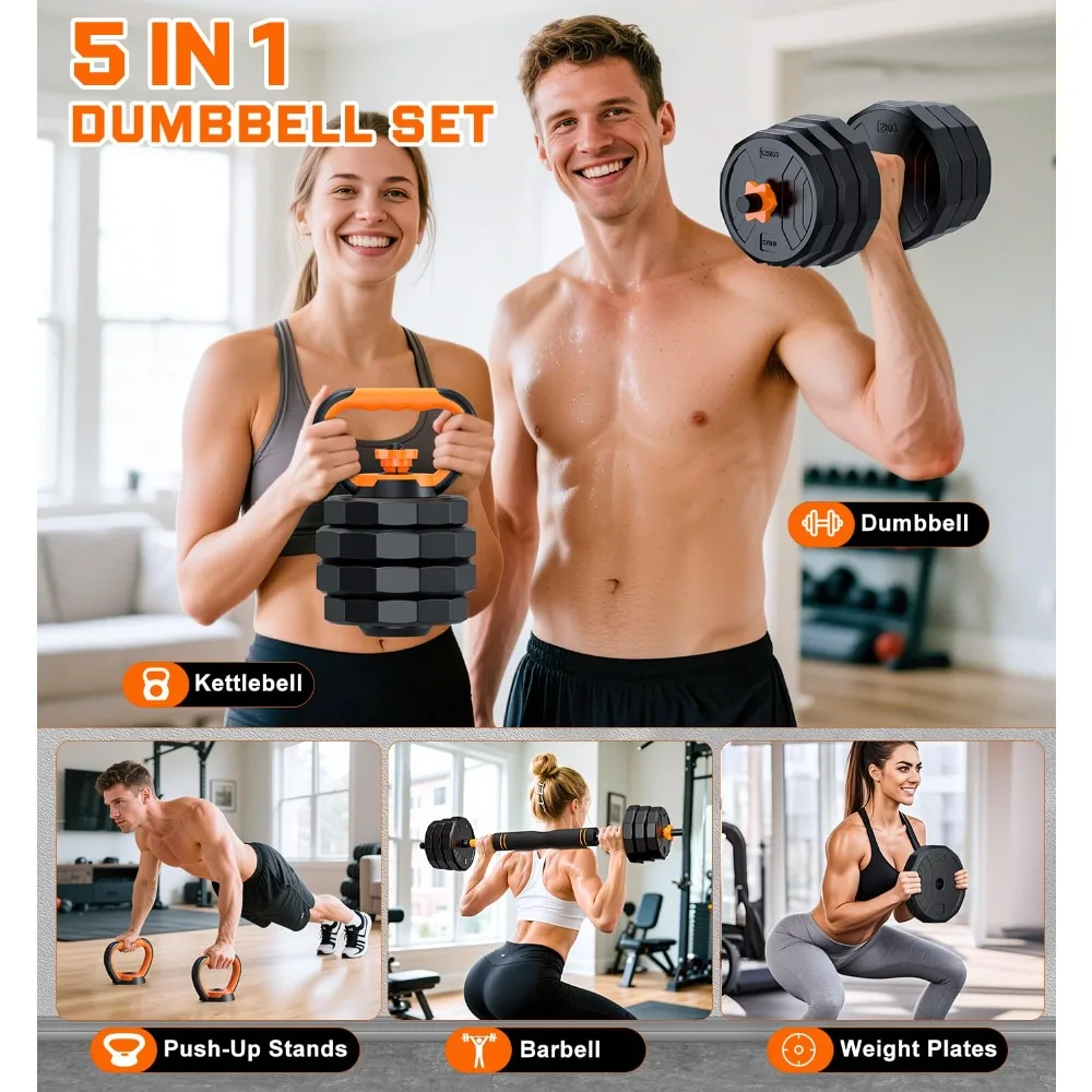 5 in 1 Adjustable Dumbbell and Kettlebell Set