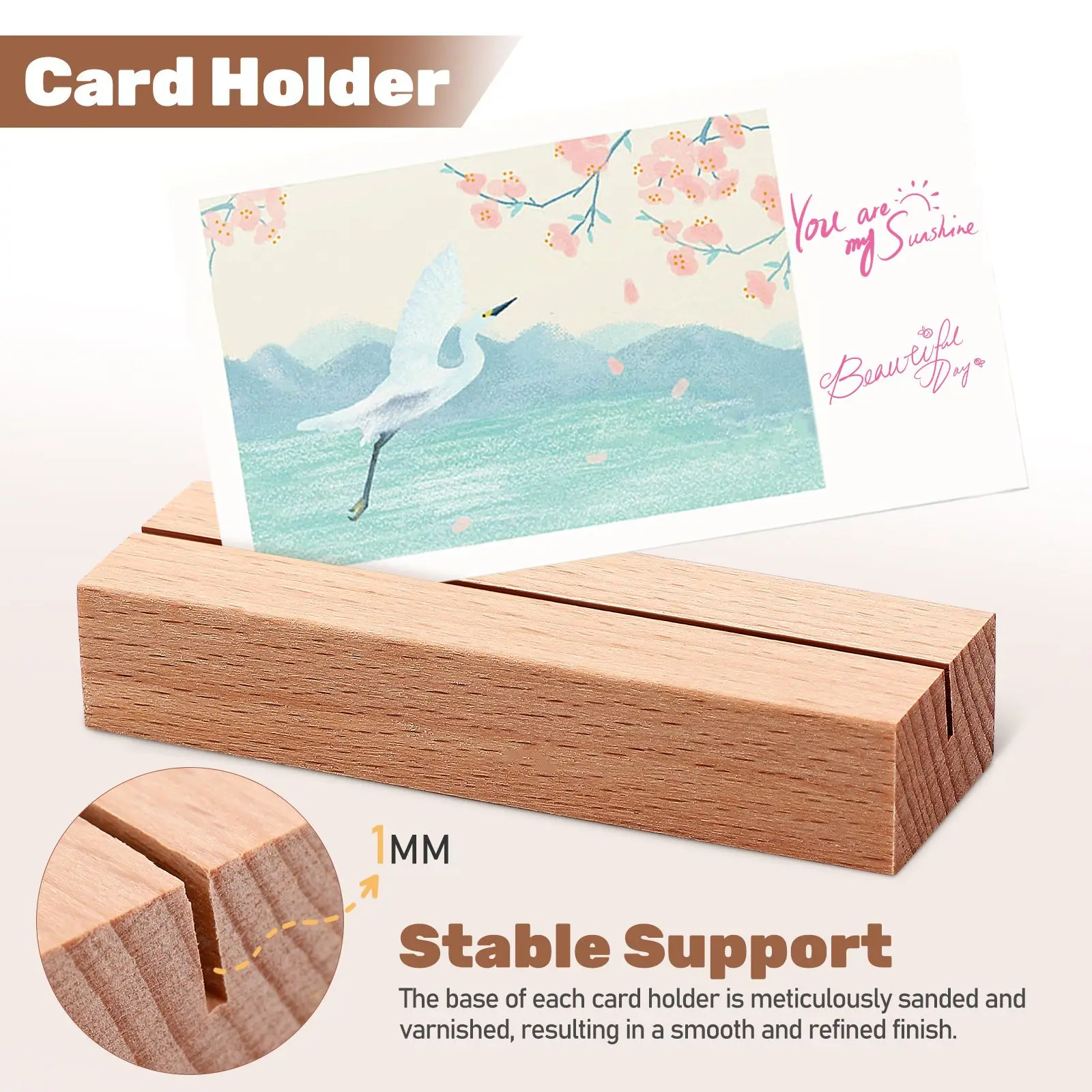 

20 Pcs Wooden Base Card Holders Smooth Stable Display Stand Photo Table Number Family Home Decor Accessories