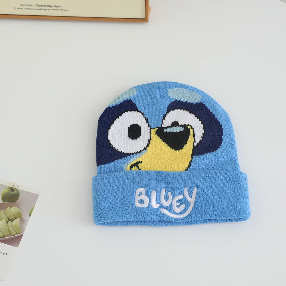 

New Blueys Children Knitted Hat Autumn Winter Cold Resistant Woolen Hat Warm Cartoon Pullover Cold Hat Children's Birthday Gift