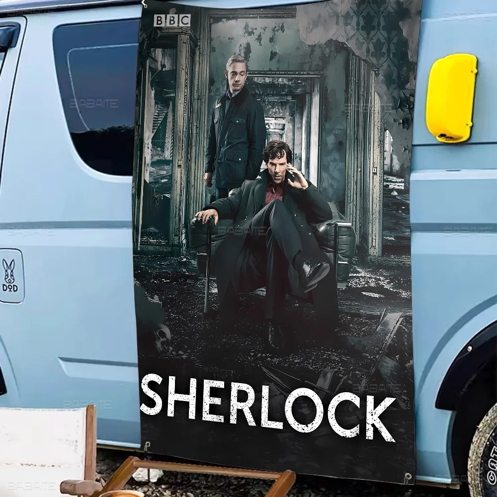 221b-S-Sherlock H-Holmes-TV Creative Pattern Hanging Flag Polyester Printed Banner Hand Pulled Flag