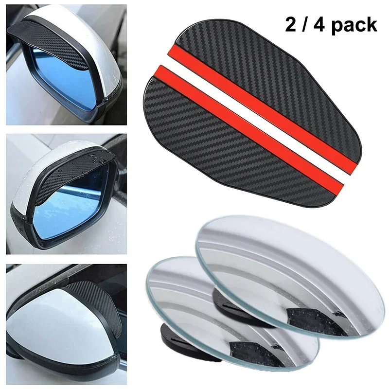 

Car Carbon Rearview Mirror Rain Eyebrow 360 Degree Car Blind Spot Mirror Visors Adjustable Automobile Convex Rear View Mirrors