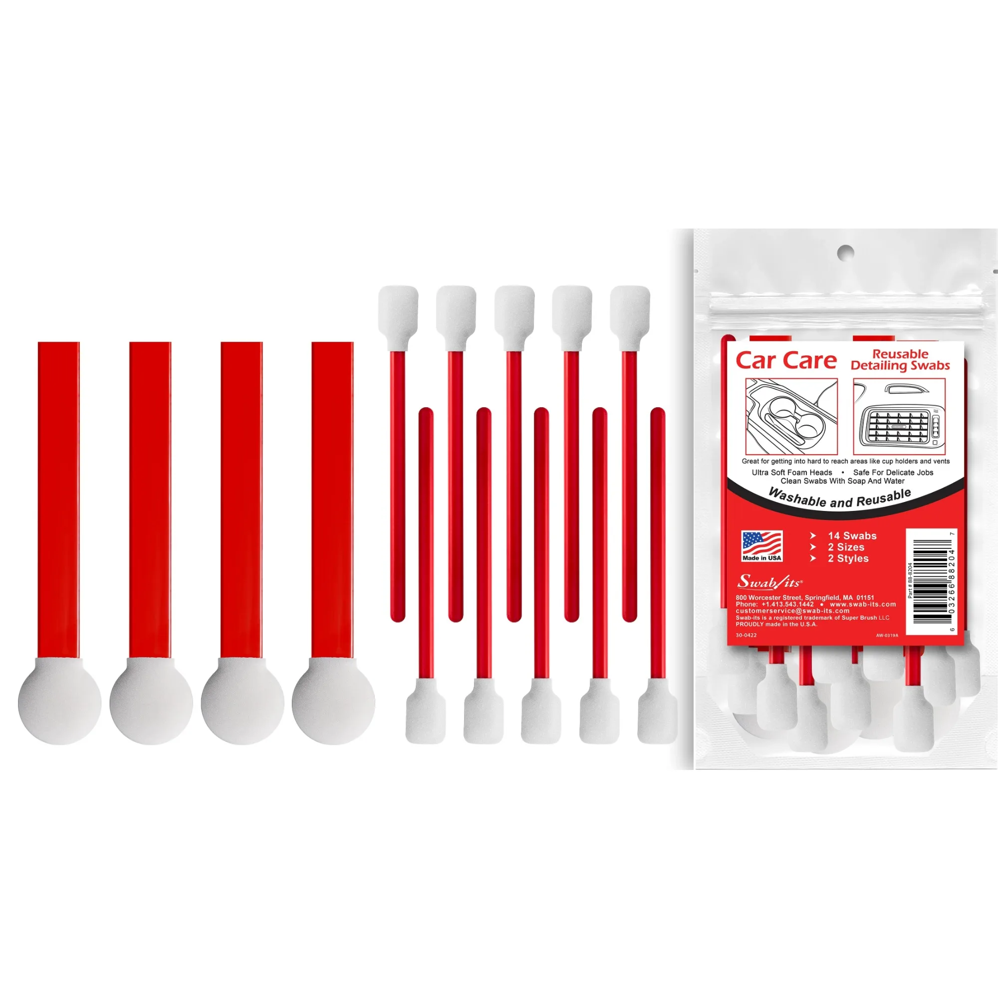 (4 pacotes) detalhando cuidados com o carro, 14 cotonetes de limpeza de espuma laváveis e reutilizáveis
