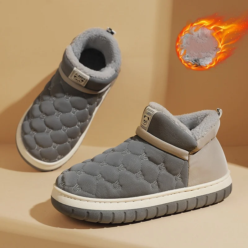 Snow Boots for Men Autumn & Winter Shoes Fleece-Lined Thickened Warm Cotton Shoes Men Non-Slip Slippers Waterproof Outdoor Shoes
