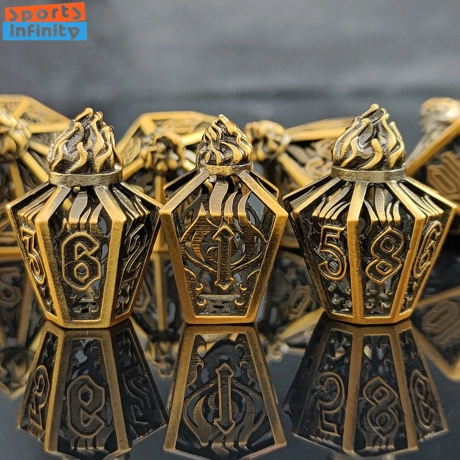7 قطعة/المجموعة المعادن جوفاء عدد النرد للترفيه DND TRPG Cthulhu COC نرد متعدد السطوح لعب الأدوار مجلس لعبة Dnd مجموعة نرد