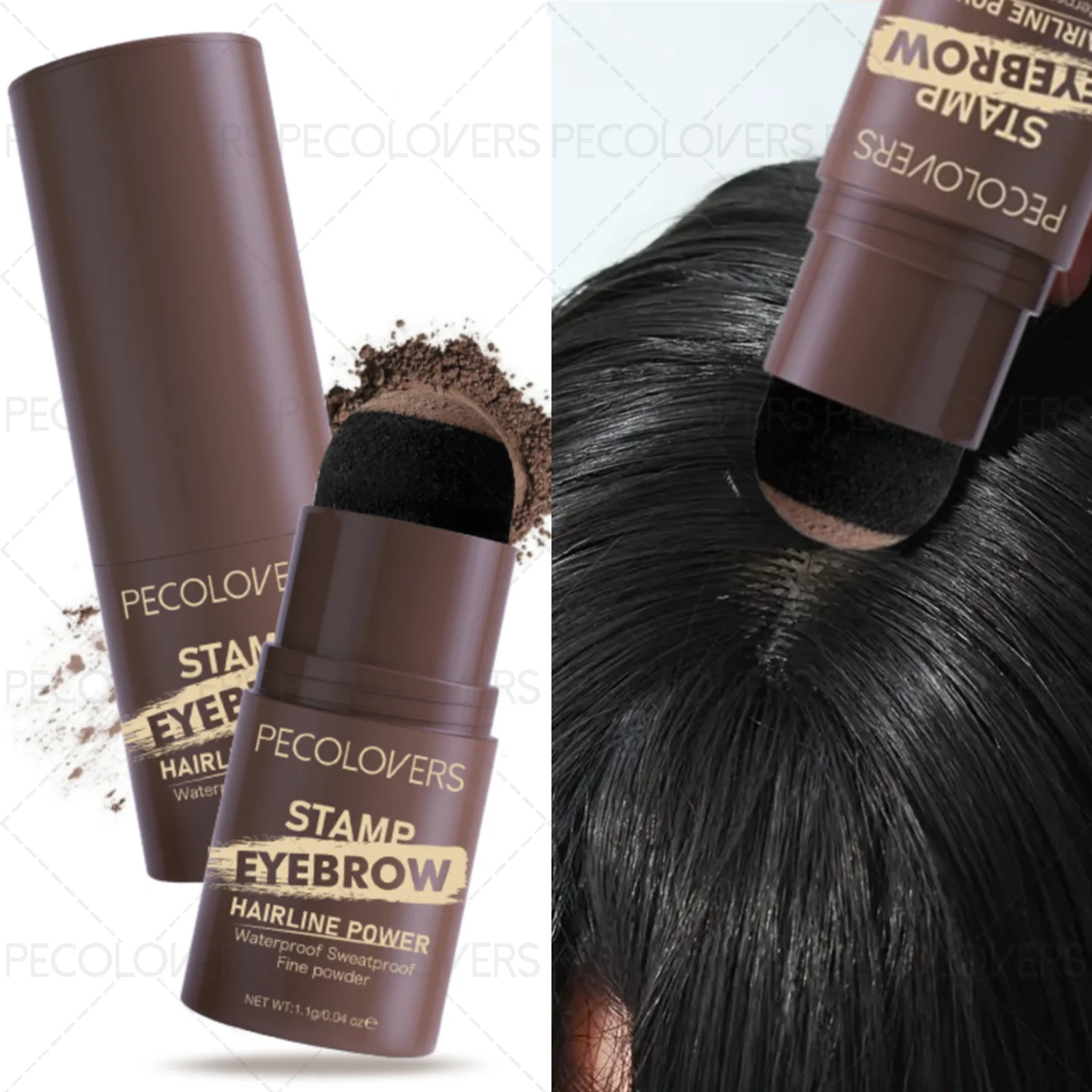 1PC waterdicht haarlijnpoeder - delicaat poeder, langdurig, anti-vlekkend, multifunctioneel contourpoeder, wenkbrauwpoeder