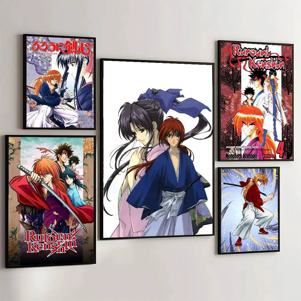 Japanese Manga R-Rurouni Kenshin Posters Living Room Bar Cafe Quality Canvas Vintage Style Comics Painting Art Home Wall Decor