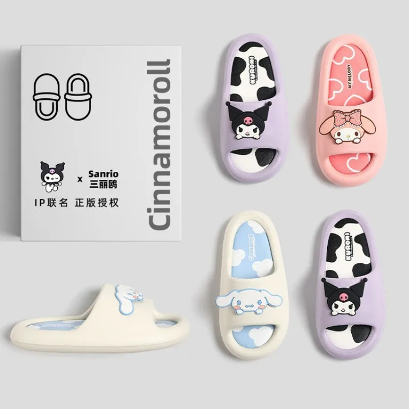 

Sanrio Hello Kitty Summer Slippers Kuromi Mymelody Cinnamoroll Summer Non-Slip Home Bathroom Sandals Woman Outdoor Beach Shoes