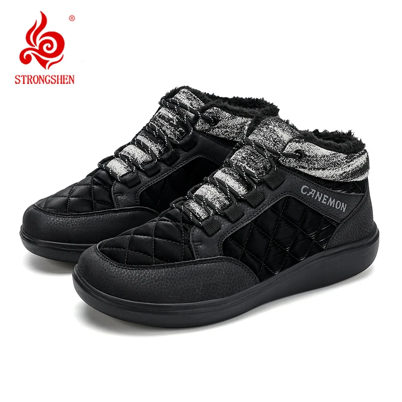 

Men Boots High Quality Winter Fur Keep Warm Ankle Snow Boots Women Non-slip Waterproof Work Boots Sneakers Wide Toe Hiking Boots