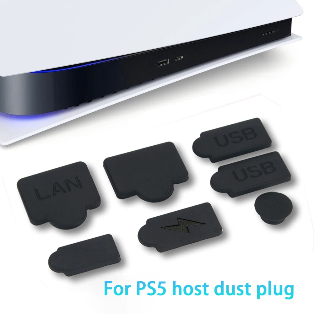 7 pçs plugues de poeira de silicone conjunto para ps5 console de jogo interface usb anti-poeira capa plugues de poeira conjunto para ps5 acessórios