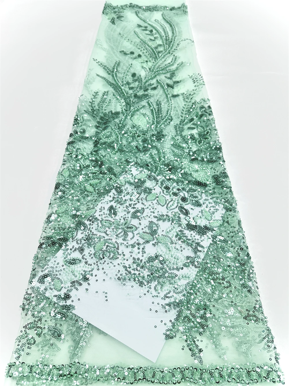 

African Lace Fabric 2026 High Quality Nigerian Lace Beaded Sequins French Net Fabric 5 Yards For Sewing Party Wedding Dresses