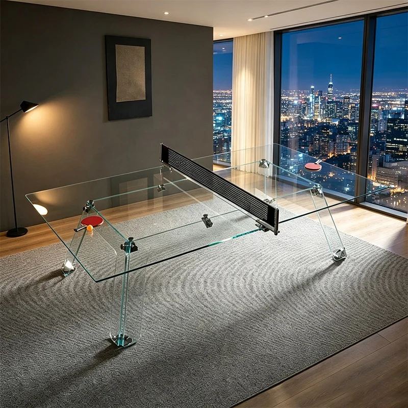 Daily Entertainment Glass Table Tennis Table, 2.74m Official Size Light Luxury Commercial Available