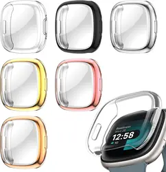 フルスクリーンプロテクターケースfitbit versa 4ソフトtpu fitbit用versa 3/センス/センス2保護カバー