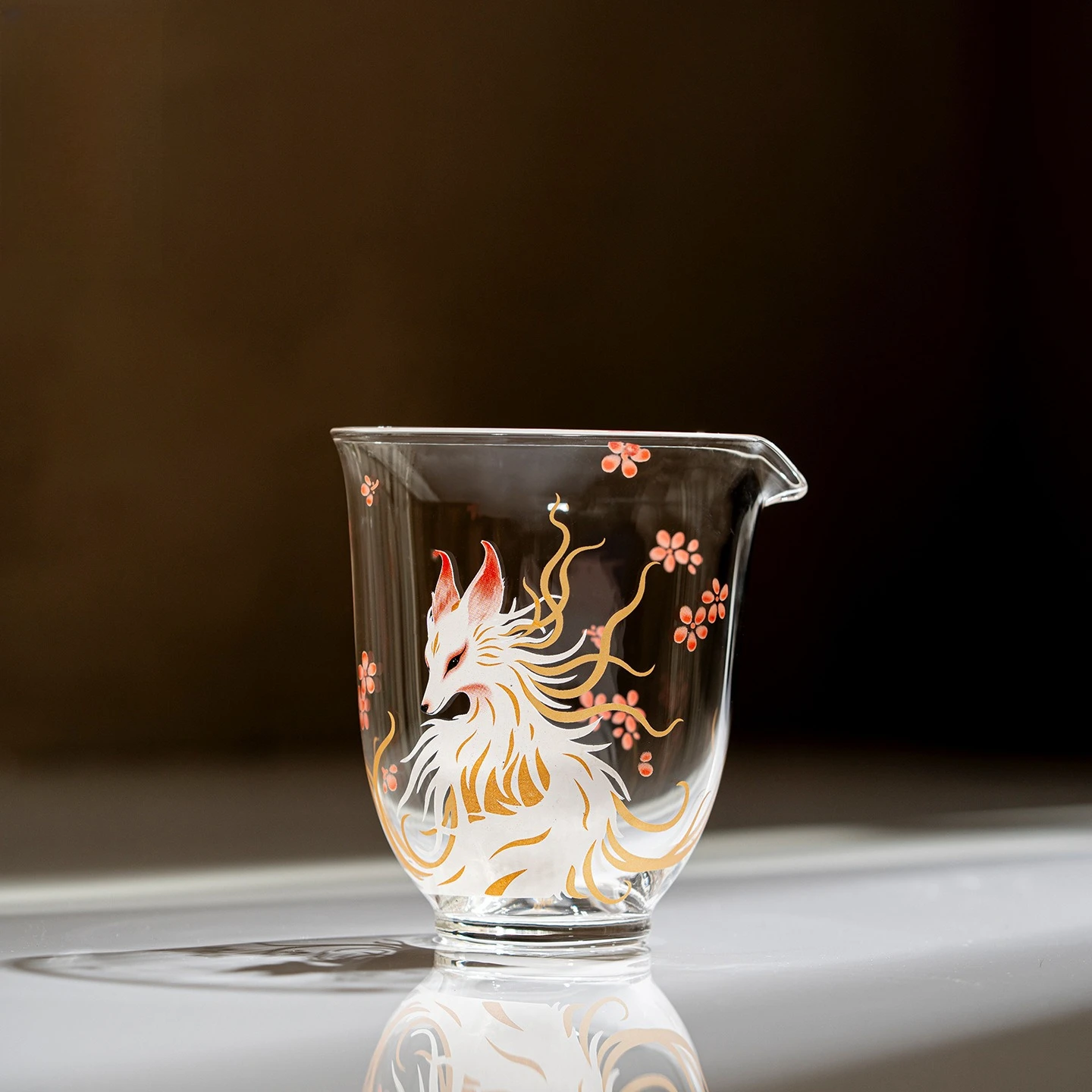 High borosilicate heat-resistant glass fair cup household tea set handmade male cup nine-tailed fox tea dispenser