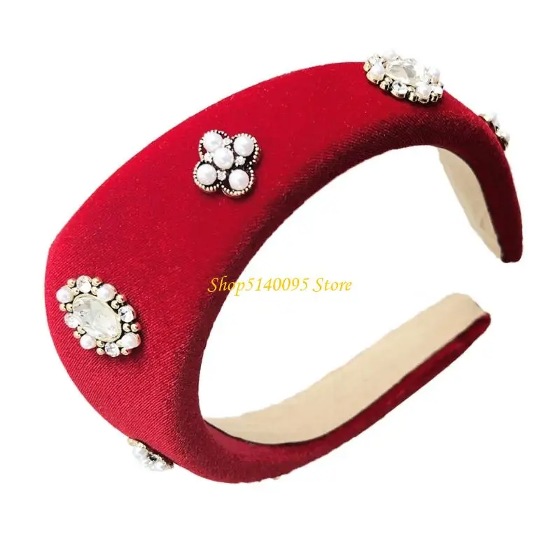 DXAE Bandeaux en peluche noirs pour femmes avec détails perles, accessoires cheveux confortables pour des looks