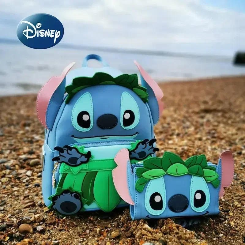 

Disney Stitch New Mini Backpack Luxury Brand Women's Backpack Cartoon2 -piece Wallet Backpack Original Children's Schoolbag