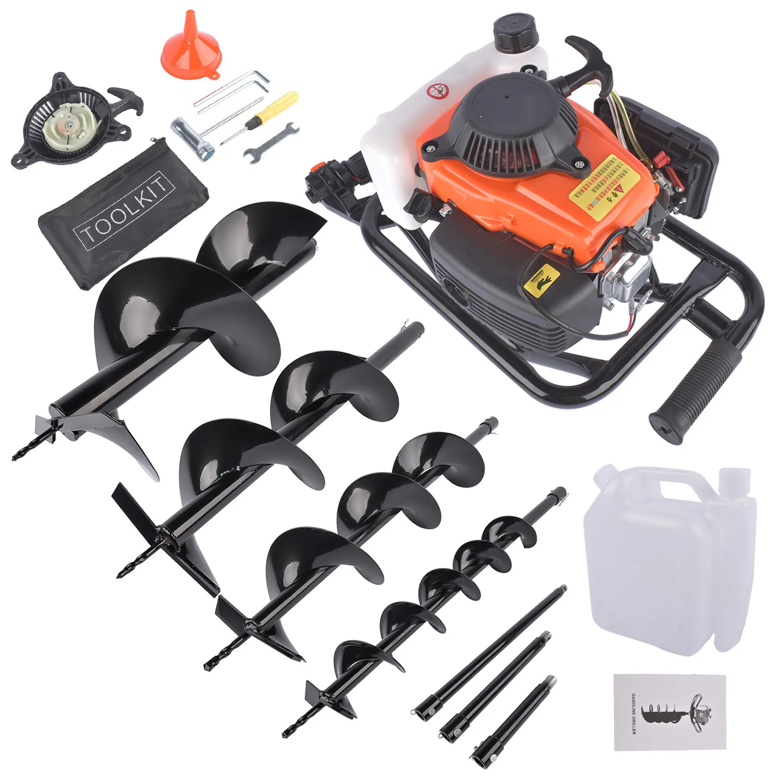 AP02 72cc Post Hole Digger Gas Powered Earth Digger with 4 Auger Drill Bits 4 6 8 12