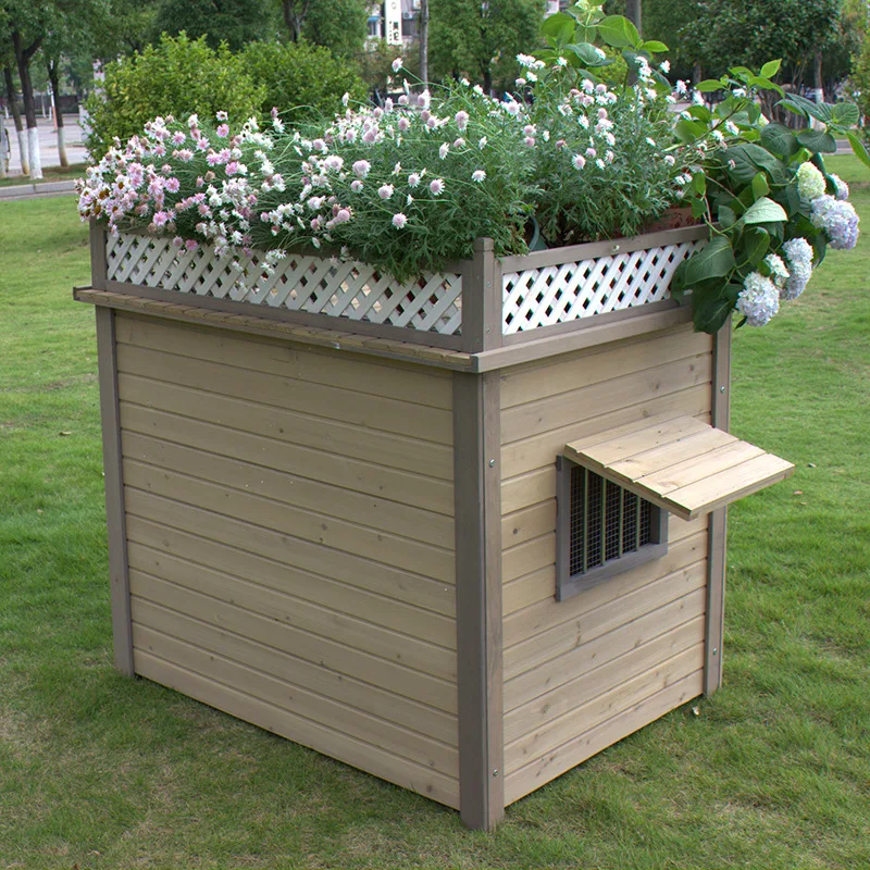 بيت الكلاب الخشبي الصلب في الهواء الطلق، بيت الكلاب الداخلي الكبير والمتوسط والصغير، فناء صغير ومتوسط وكبير، مطر عالمي #4