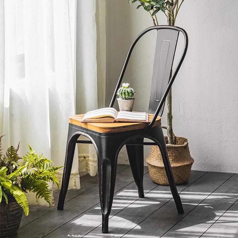 Seat old coffee milk tea shop stool restaurant wrought iron back chair wedding