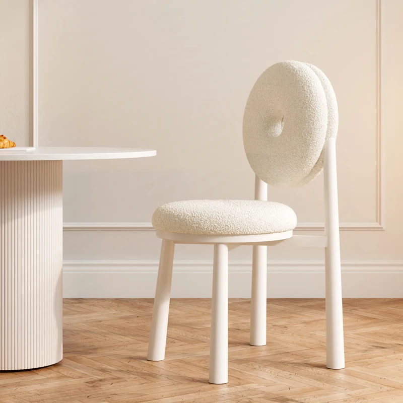 Nordic Creamy Donut Leisure Chair - Modern Minimalist Dining Stool, High-End Bedroom Lambswool Seating, Stylish Furniture