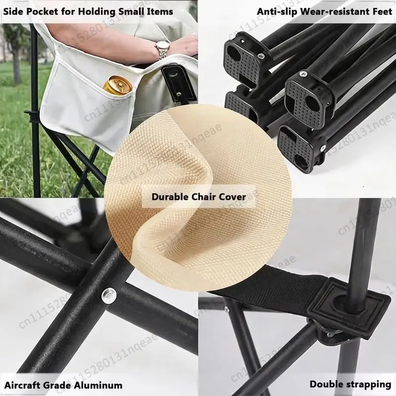 Outdoor Folding Chair High Back Portable Camping Fishing Stool Household Multi-functional Wide Chair