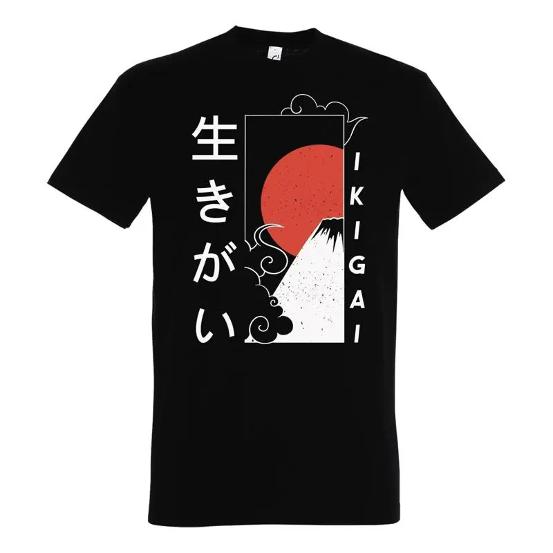 Ikigai Japan Theme Saying Logo Cool Fun Zen Culture Happiness Harmony Mens T-Shirt-