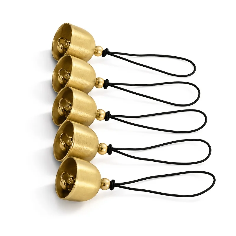 5 Stück goldene Windspiele, langlebige Metall-Türklingeln, Glücksbringer Feng-Shui-Dekoration für Haus, Garten, Terrasse, Fenster, klarer Klang