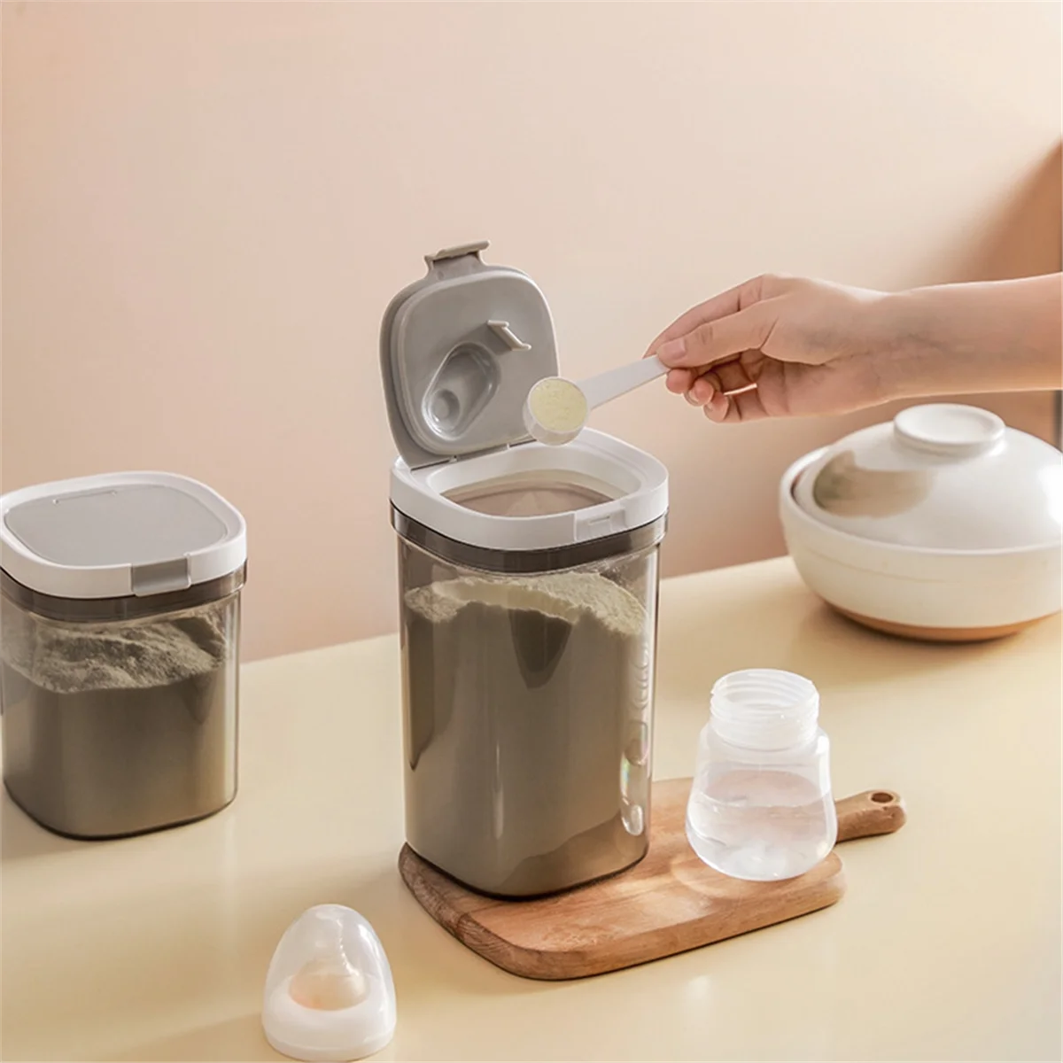 ABLG Contenitore ermetico per caffè, contenitore da cucina in plastica da 800 ml con coperchio per chicchi di caffè, farina, zucchero, cereali