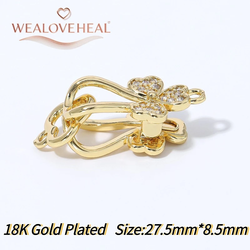 armband verschluss, 1/2 Stück 18K vergoldeter Messing-Bienenverschluss, mit Honigbienen-Motiv auf Muschel, Druckknopfverschluss mit Kleeblatt-Endstück für DIY-Perlenschmuckzubehör – Detail 22
