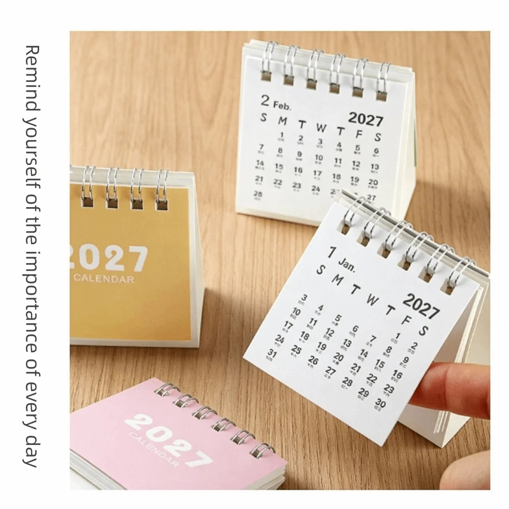 Gifts Mini 2027 Desk Calendar Double Coil Standing Base Standing Calendar Mini Calendar Daily Planning