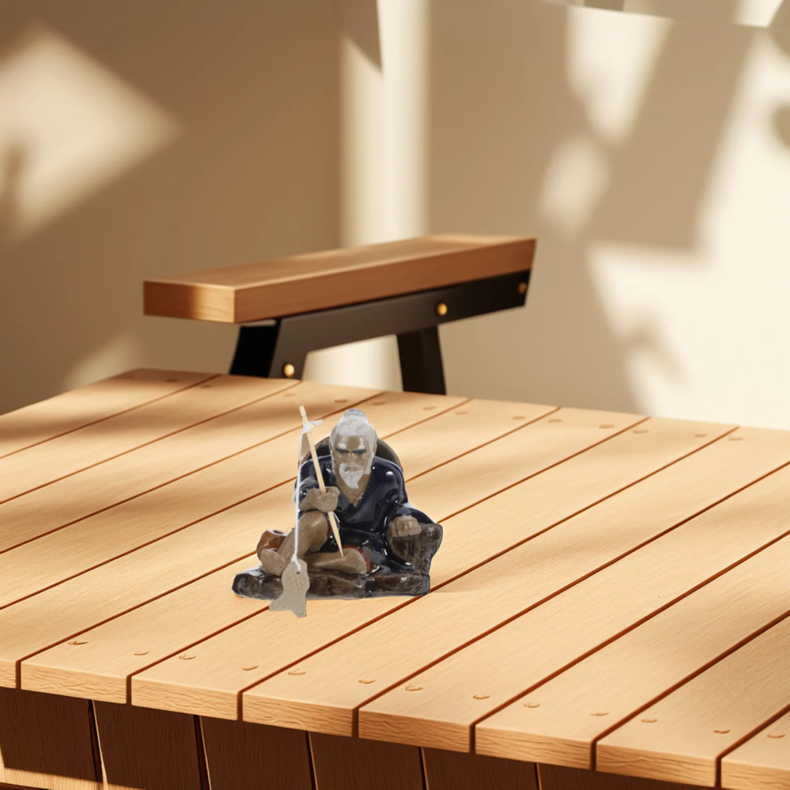 

Ceramic Mini Figurines Handmade Old Man Asian Chinese Aquarium Bonsai Garden Ornament Miniature Statue Sitting Fishing Sandstone