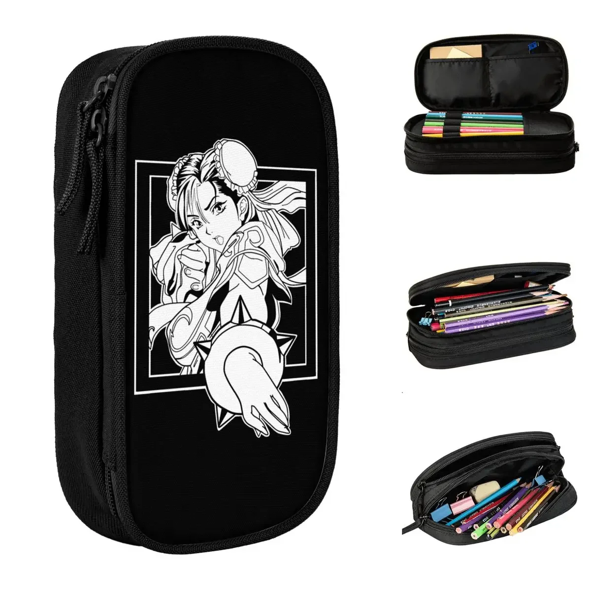 

Street Fighters Chun Li Pencil Case Pencil Pouch Pen for Student Big Capacity Bags School Supplies Gifts Accessories