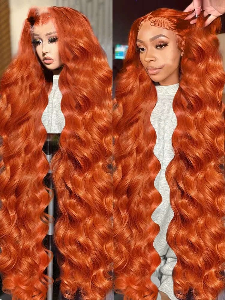 13X6 Human Hair wig 30 inch Lace Front Wig 13X4 Orange Ginger Body Wave Lace Front Human Hair Wig pelucas de cabello 100 humano