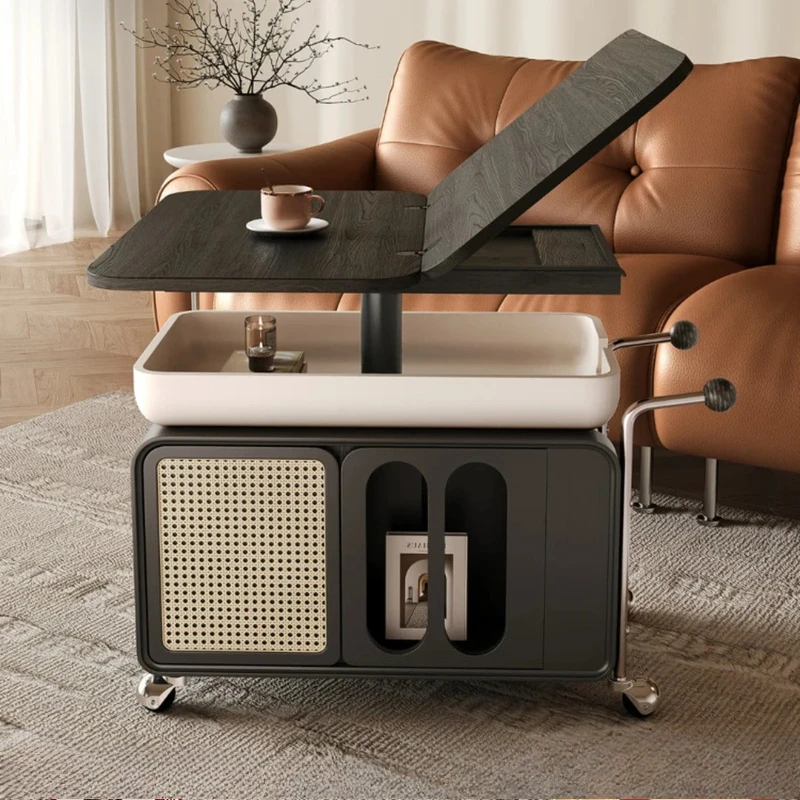 

Coffee table living room new movable folding lift cart home solid wood small apartment small side table sofa